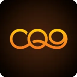 ไอคอนโลโก้ CQ9 ตัวอักษรสีส้มบนพื้นดำ