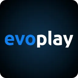 ไอคอนโลโก้ evoplay ตัวอักษรสีฟ้าบนพื้นดำ