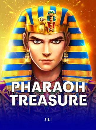 ไอคอนเกมสล็อตฟาโรห์สวมมงกุฎทองพื้นน้ำเงิน Pharaoh Treasure