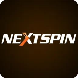 ไอคอนโลโก้ NEXTSPIN ตัวอักษรขาวเอียงบนพื้นดำ
