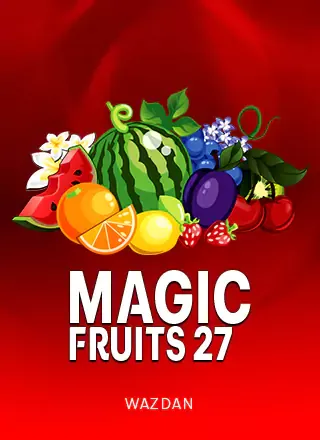ไอคอนเกมสล็อตผลไม้หลากสีบนพื้นแดง Magic Fruits 27 ในคู่มือ tmb66